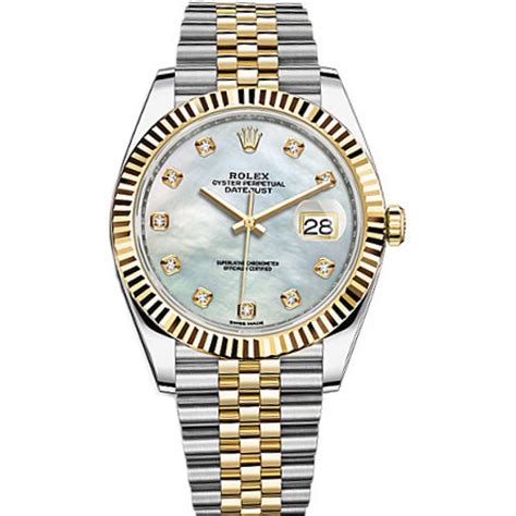 mens rolex datejust mother of pearl diamond dial